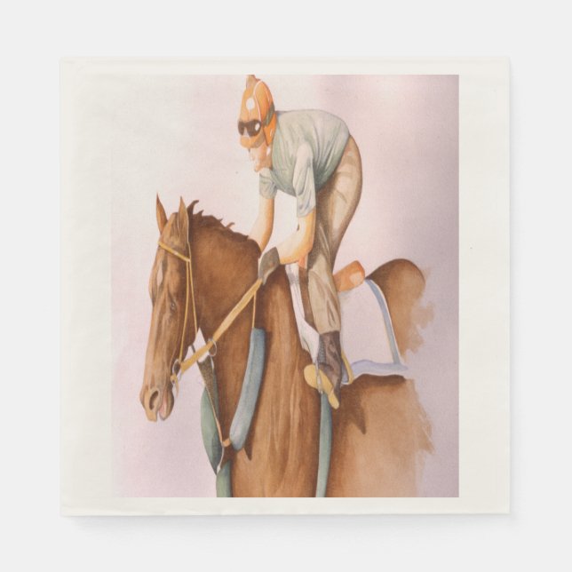 Serviette En Papier Cheval de course et Jockey (Devant)