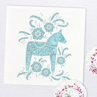 Cheval de Dala suédois Turquoise vert et blanc