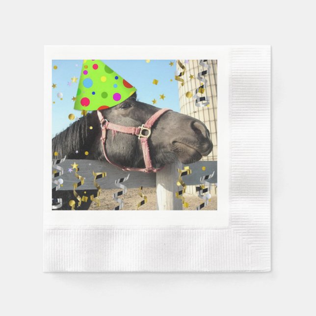 Serviette En Papier Cheval de fête d'anniversaire (Devant)