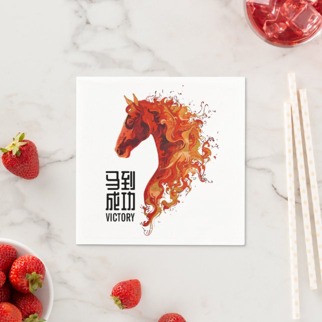 Serviette En Papier Cheval de feu (En situation)