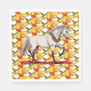 Serviette En Papier Cheval de Noël et cloches Design d'art original