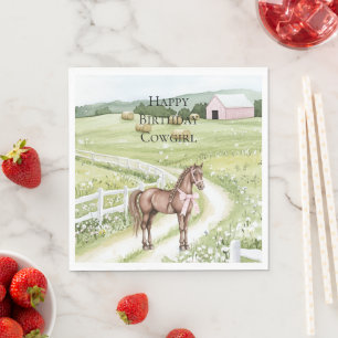 Serviette En Papier Cheval de route de campagne Anniversaire