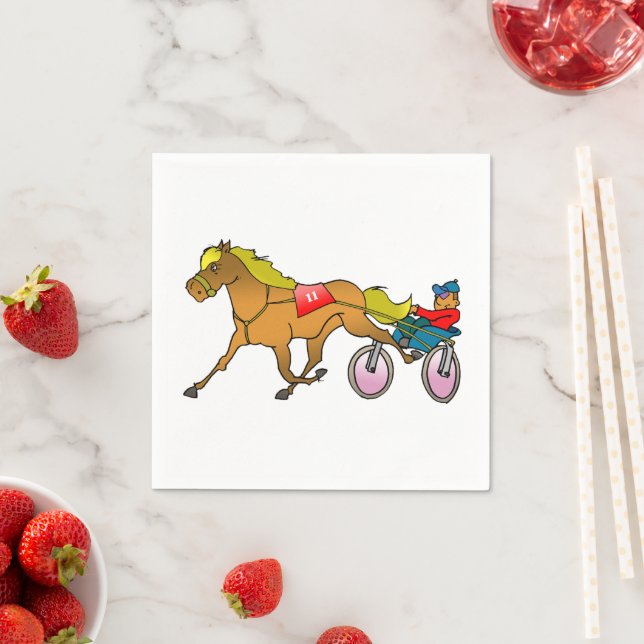 Serviette En Papier Cheval de trot et conducteur (En situation)