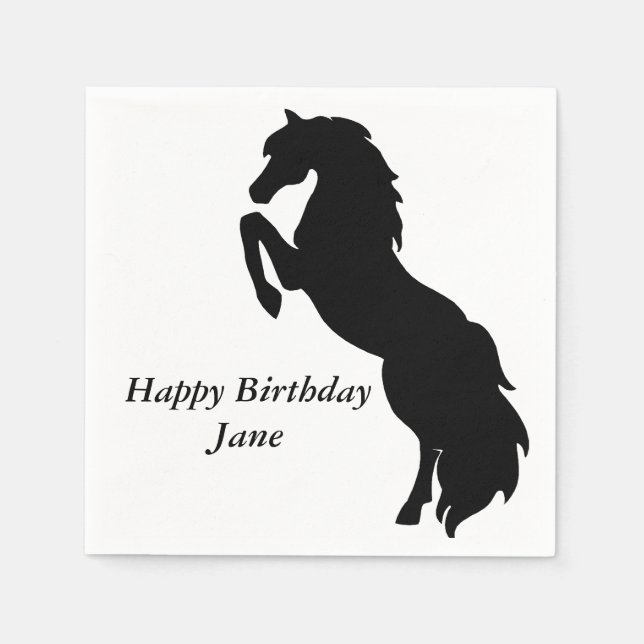 Serviette En Papier Cheval d'élevage noir (Devant)