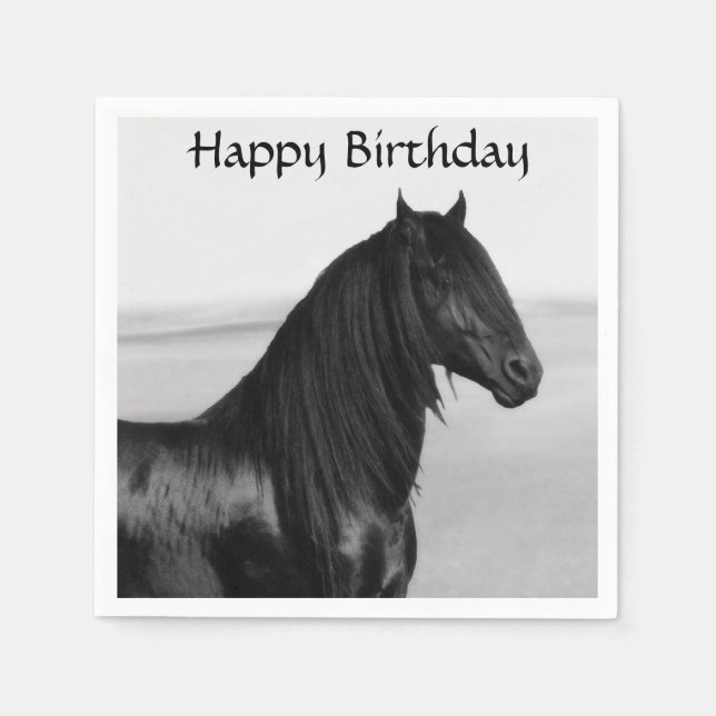 Serviette En Papier Cheval d'étalon noir friésien (Devant)