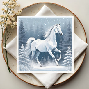 Serviette En Papier Cheval d'hiver blanc magique