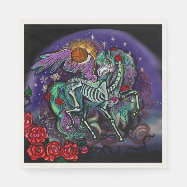 Serviette En Papier Cheval Día de Muertos (Devant)
