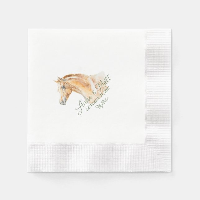 Serviette En Papier Cheval Farm Mariage cocktail serviette (Devant)