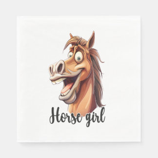 Serviette En Papier Cheval Fille Drôle Cheval
