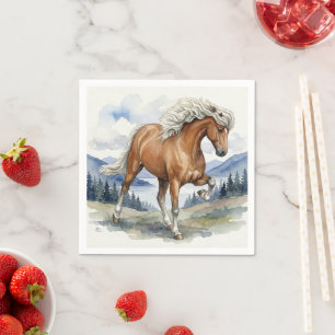 Serviette En Papier Cheval islandais Edda Silver bay dans les montagne