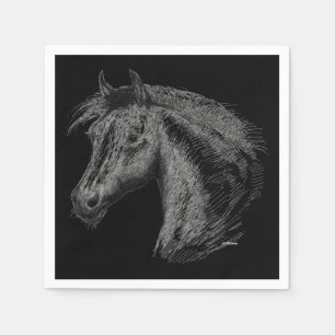 Serviette En Papier Cheval : Noir