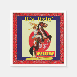 Serviette En Papier Cheval occidental Fixin de cow-girl de partie à