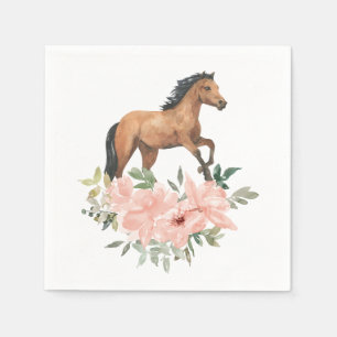 Serviette En Papier Cheval rose Floral fête d'anniversaire