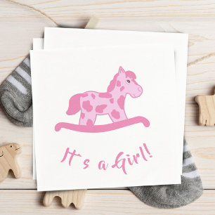 Serviette En Papier Cheval rose Rocking C`est un Baby shower fille