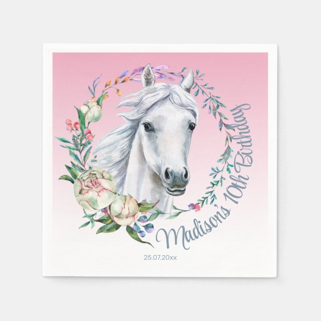 Serviette En Papier Cheval saddup cowgirl anniversaire personnalisé (Devant)