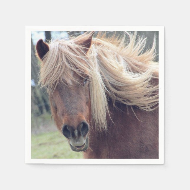 Serviette en papier Cheval Sauvage Élégant (Devant)