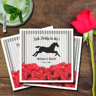 Serviette En Papier Cheval Silhouette Red Roses Derby Party