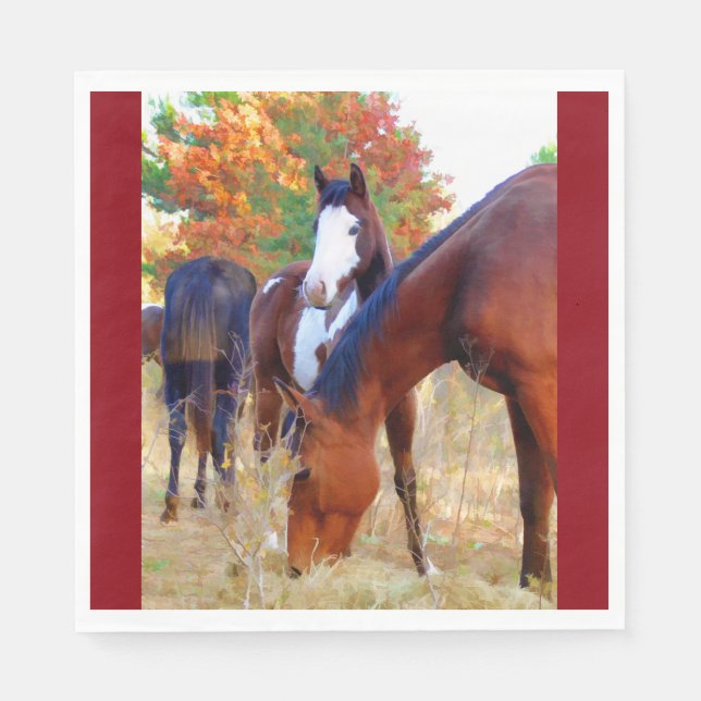 Serviette En Papier Cheval standard déjeuner Napkin (Devant)