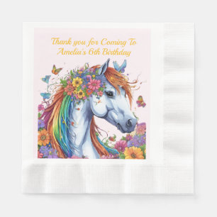 Serviette En Papier Cheval Whimsical Rainbow Floral Equestriday