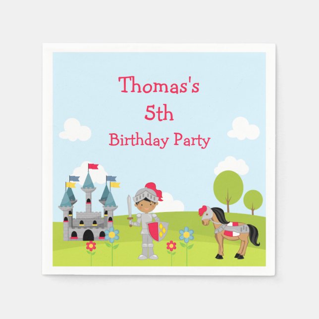 Serviette En Papier Chevalier afro-américain 'Je suis allé à' (Devant)