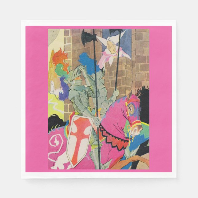 Serviette En Papier chevalier médiéval à cheval (Devant)