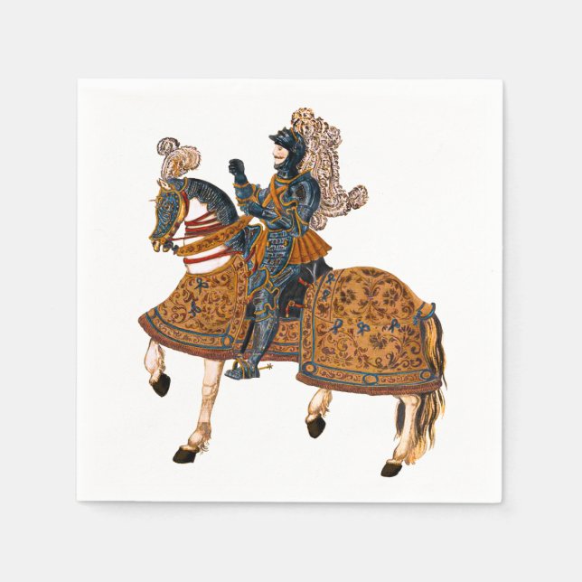Serviette En Papier Chevalier médiéval en Armor à cheval (Devant)