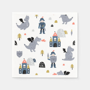 Serviette En Papier Chevaliers & Dragons   Fête d'anniversaire de cont