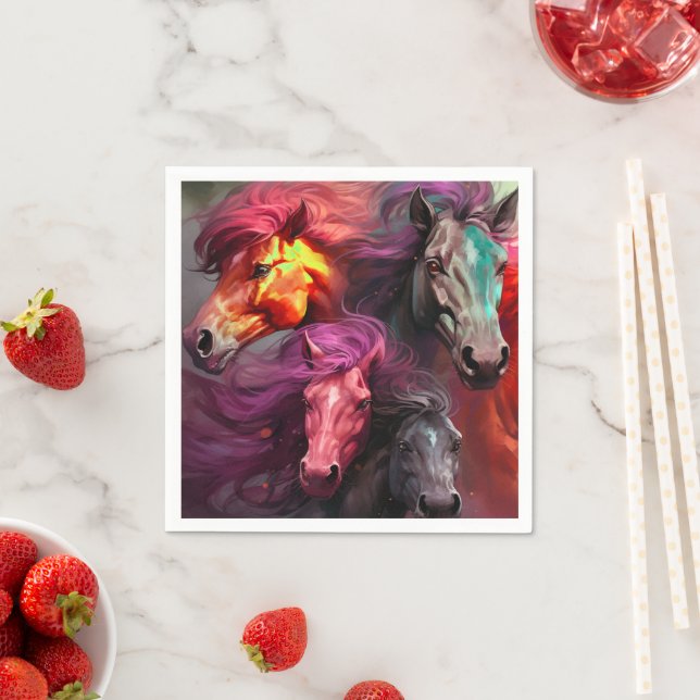 Serviette En Papier Chevaux Ai (En situation)