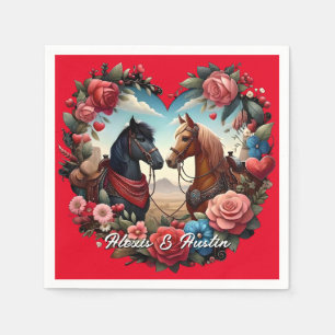 Serviette En Papier Chevaux au cœur