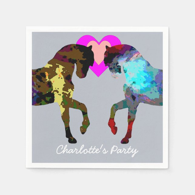 Serviette En Papier Chevaux Bleus Papier Personnalisé serviettes (Devant)