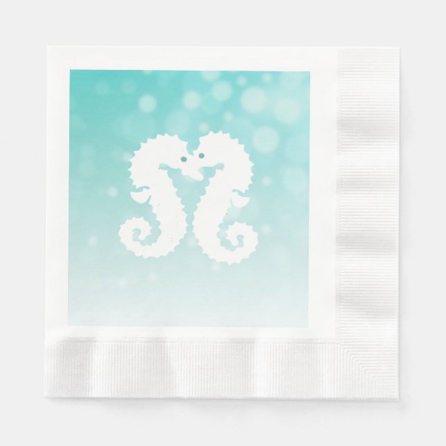 Serviette En Papier Chevaux de Bokeh turquoises Kisser Mariages servie (Devant)