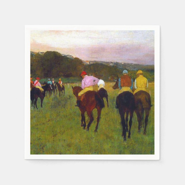 Serviette En Papier Chevaux de course Edgar Degas à Longchamp (Devant)