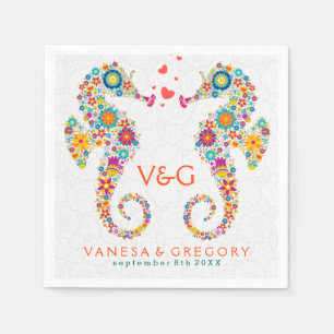 Serviette En Papier Chevaux de la mer Florale colorés