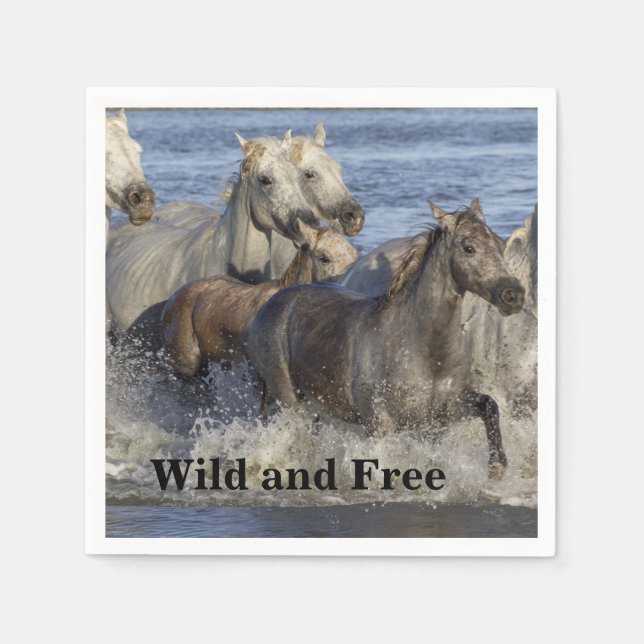 Serviette En Papier Chevaux galopant dans l'eau (Devant)