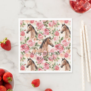 Serviette En Papier Chevaux Jolies Roses Roses Roses Florales Annivers