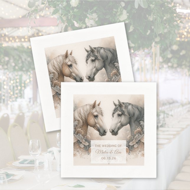 Serviette En Papier Chevaux mariages élégants (Wedding Elegant Horses Napkins)