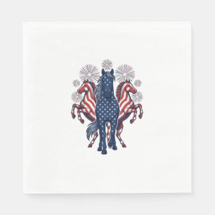 Serviette En Papier Chevaux patriotiques Conception vectorielle de feu