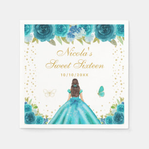 Serviette En Papier Cheveux Brunette Fleur de Thé Princesse Sweet Seiz