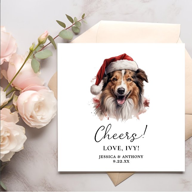 Serviette En Papier Cheveux de Noël Collie Rough Chien Personnalisé (Créateur téléchargé)