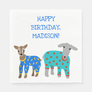 Serviette En Papier Chèvres en pyjama Parti pour bois d'oeuvre