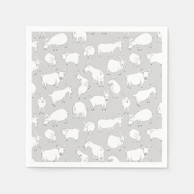Serviette En Papier Chèvres gris jouant (Devant)