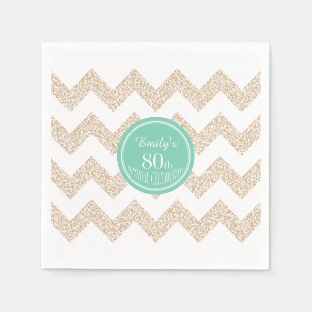 Serviette En Papier Chevron 80e Anniversaire P Napkin Choisissez la co (Devant)