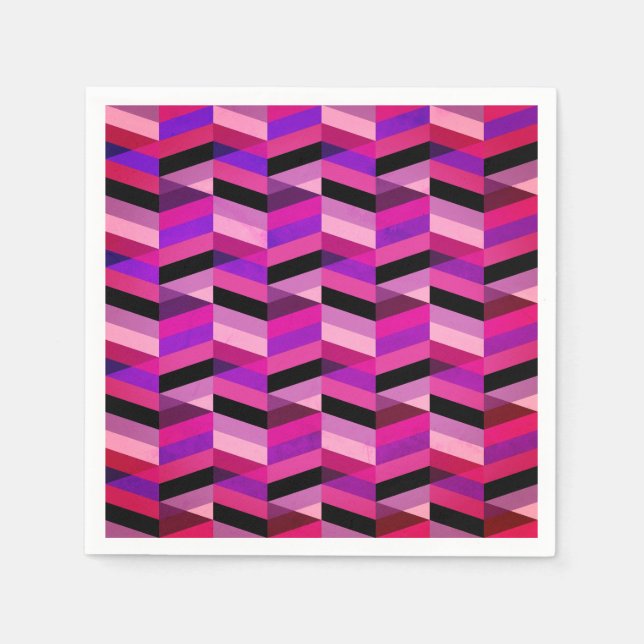 Serviette En Papier Chevron Abstrait/Herringbone | Purples et violets (Devant)
