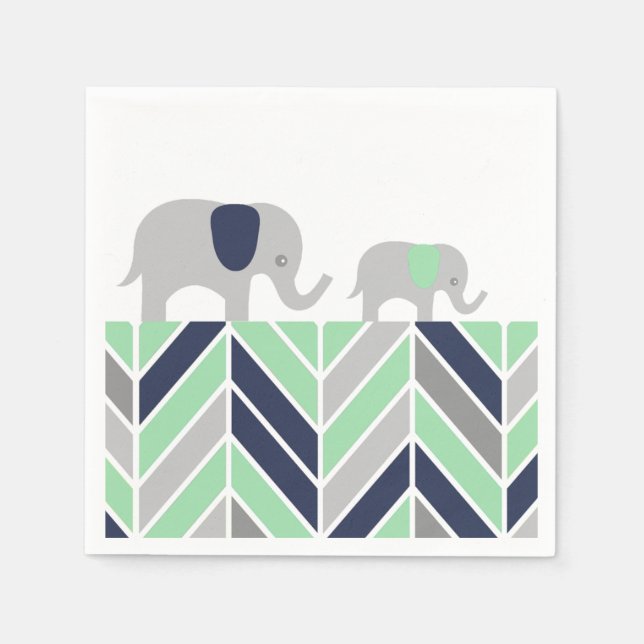 Serviette En Papier Chevron Elephants Moderne bébé Napkin (Devant)