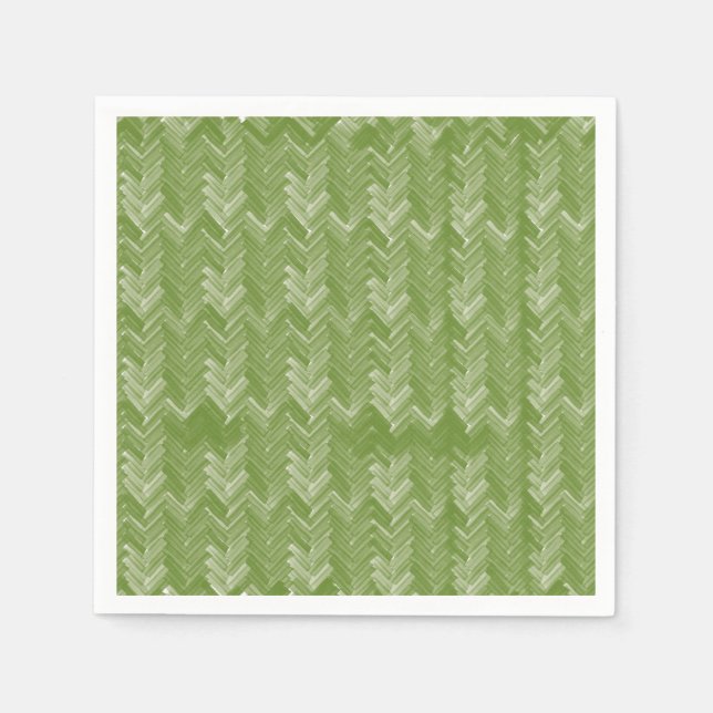 Serviette En Papier Chevron Herringbone Motif Forest Green (Devant)