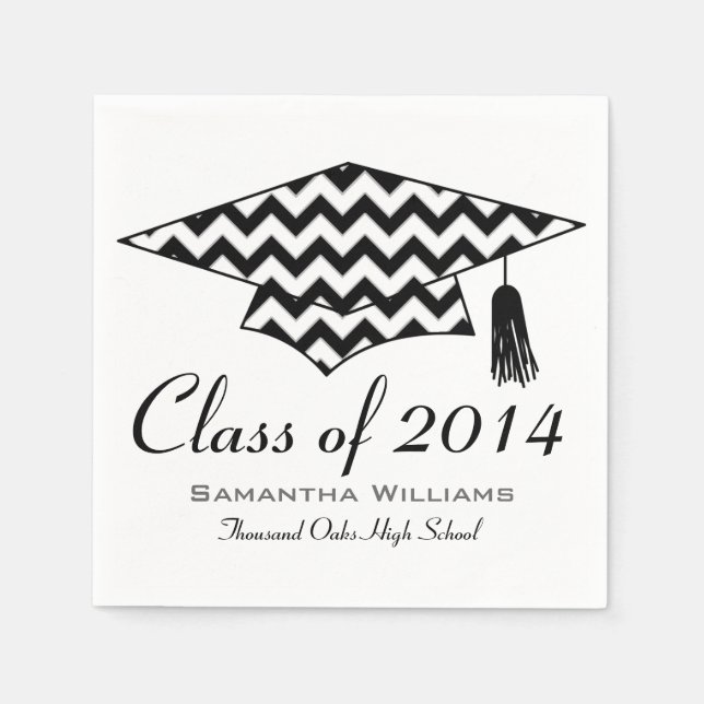 Serviette En Papier Chevron Imprimer Nom personnalisé Graduation servi (Devant)