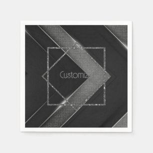 Serviette En Papier Chevron noir et gris