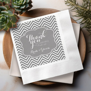 Serviette En Papier Chevrons gris de mariée mariage et Merci de chambr