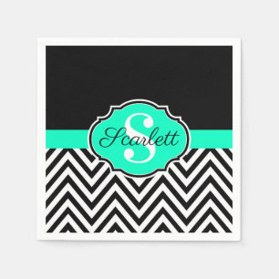 Serviette En Papier Chevrons noirs et blancs