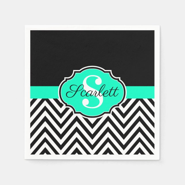 Serviette En Papier Chevrons noirs et blancs (Devant)